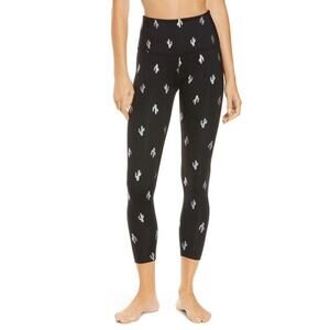 BEYOND YOGA CACTUS PRINT HIGH WAIST LEGGINGS IN BLACK SILVER DIZZY CACTUS SIZE L
